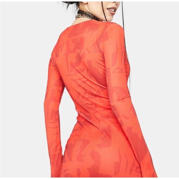 Edikted Dollskill Red Pop Art Graphic Bodycon Mini Dress Size S - Picture 11 of 15